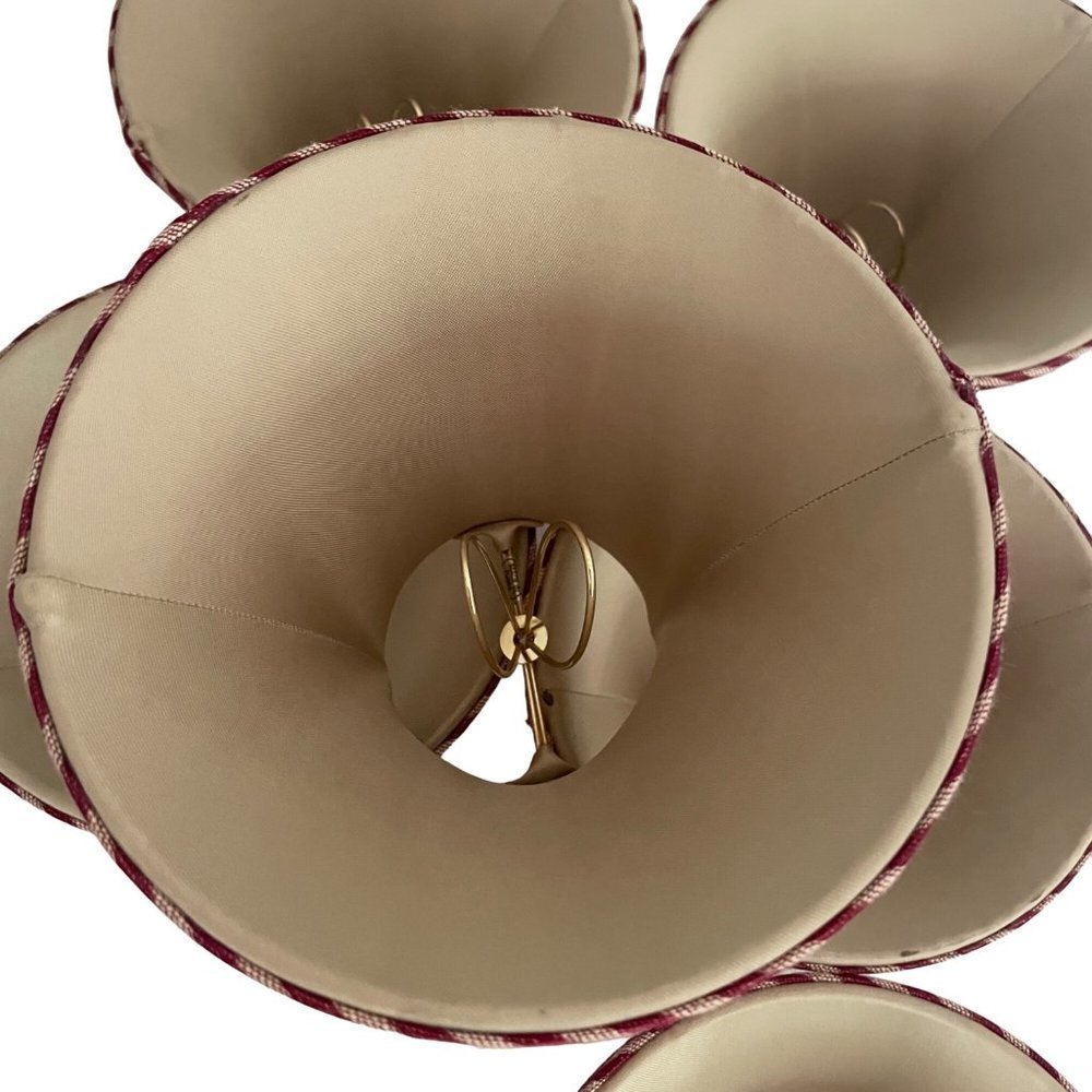 6″ Burgundy Antique Gold Striped Chandelier Lamp Shade 6 Total Vintage style - Picture 7 of 12